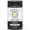 Retique It Liquid Wood Wood'n Stain in 32 oz Classic Black, showcasing the dark stain applied to wood surface.