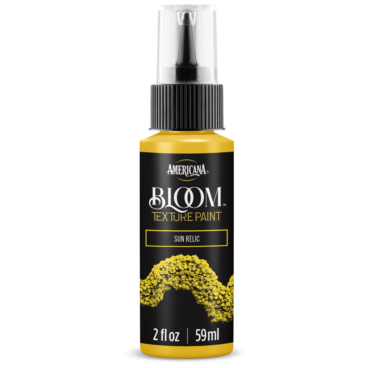 DecoArt Bloom Texture Paints DPF06 Sun Relic features a vibrant, textured paint with warm sun-inspired tones and intricate surface details.
