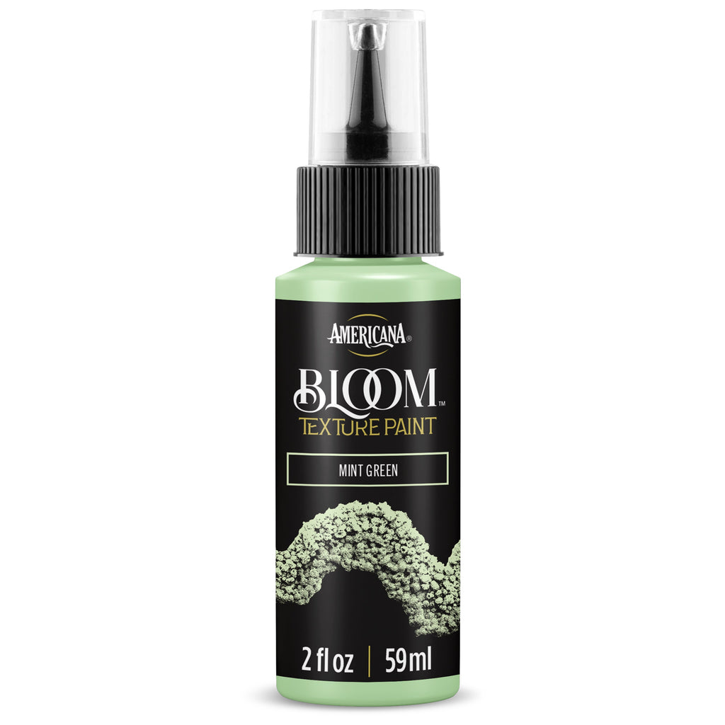 DecoArt Bloom Texture Paints in Mint Green with a textured, floral-inspired surface for creative craft projects.