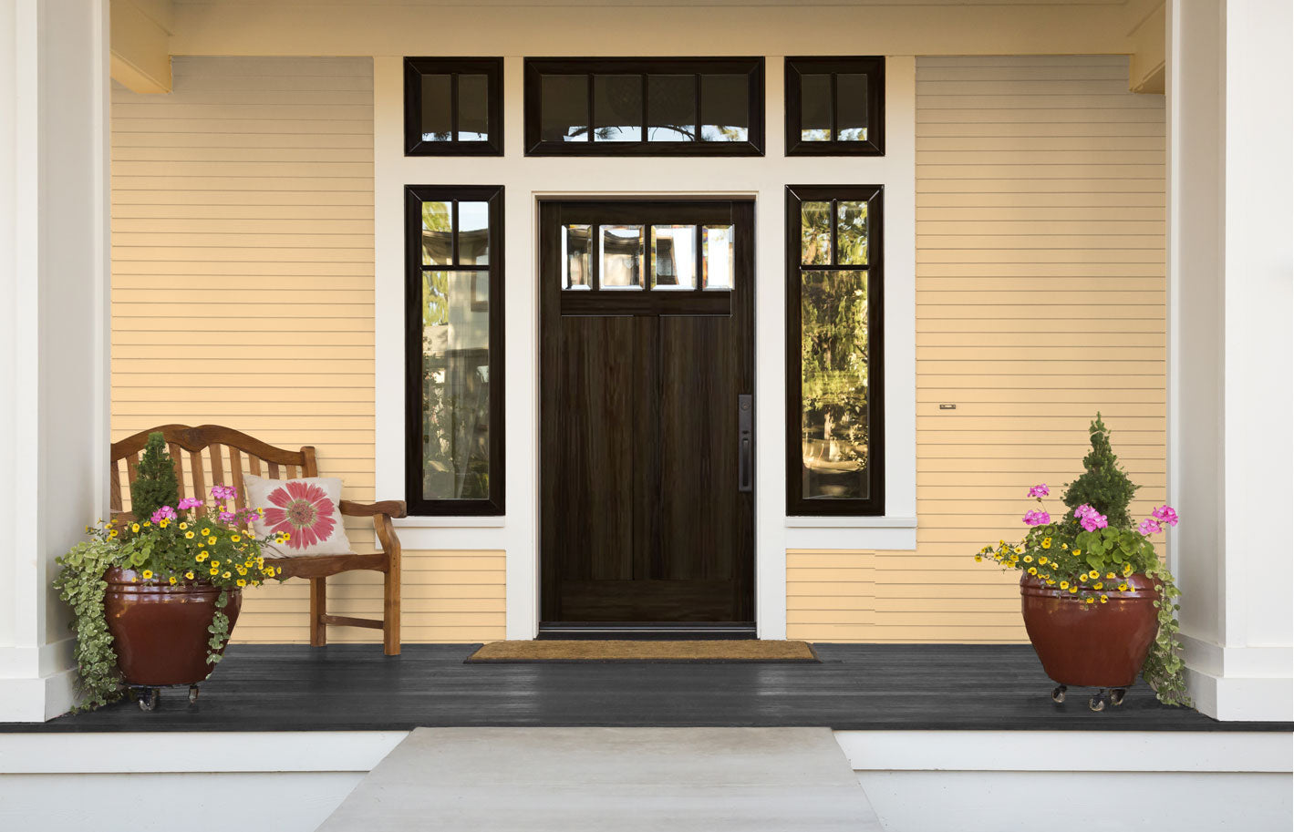 Retique It Liquid Wood Wood'n Stain in 16 oz Classic Black applied to a door, showcasing deep black wood stain finish.