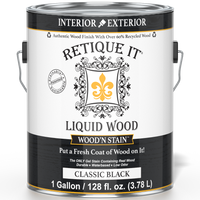 Retique It Liquid Wood Wood'n Stain in Classic Black, 128 oz, showcasing the front of the stain container with product label.