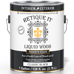 Retique It Liquid Wood Wood'n Stain in Classic Black, 128 oz, showcasing the front of the stain container with product label.
