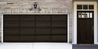 Retique It Liquid Wood Wood'n Stain in Classic Black applied on a garage door, showcasing rich black wood stain finish.