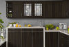 Retique It Liquid Wood Wood'n Stain in 16 oz Classic Black applied to kitchen cabinets, showcasing rich black stain finish.