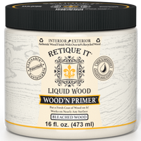 Retique It Wood'n Primer in Bleached Wood finish, a primer for wood surfaces with a light, bleached appearance.