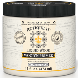 Retique It Wood'n Primer in Bleached Wood finish, a primer for wood surfaces with a light, bleached appearance.