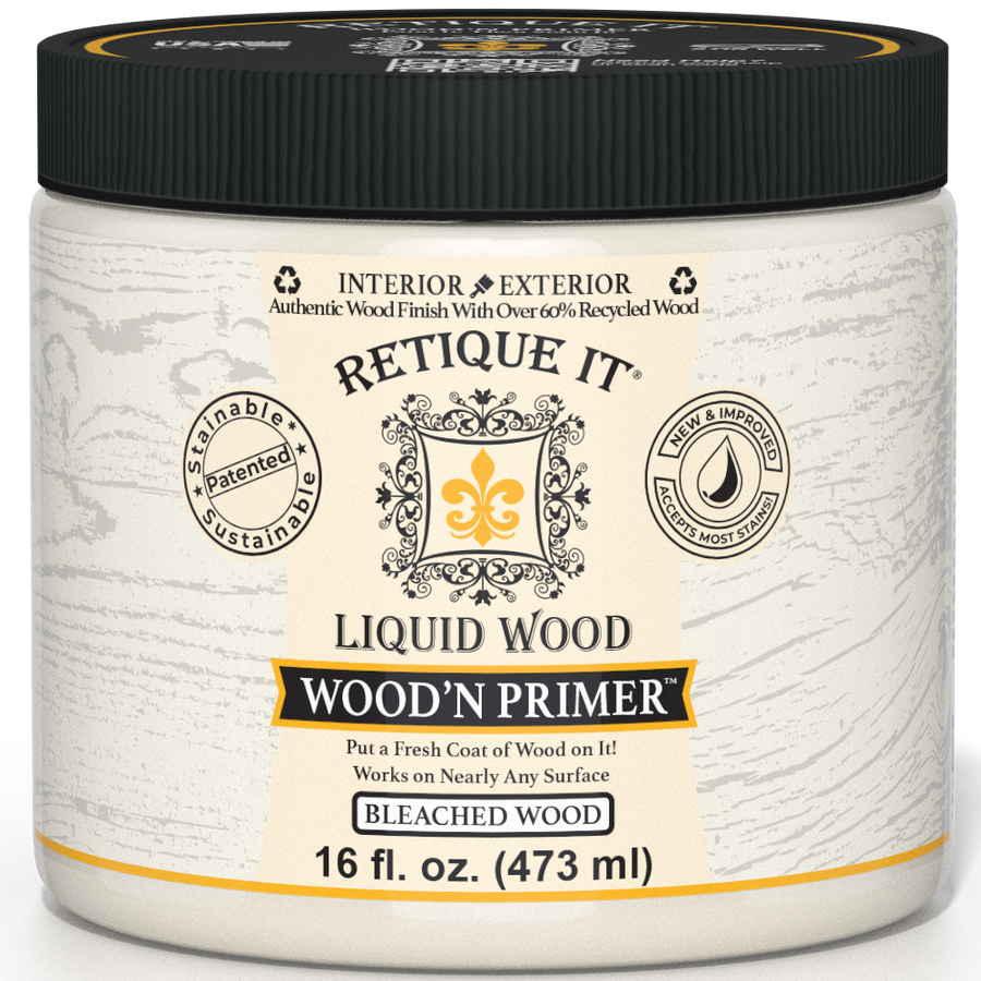 Retique It Wood'n Primer in Bleached Wood finish, a primer for wood surfaces with a light, bleached appearance.