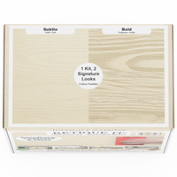 Retique It Universal Liquid Wood Kit in bleached wood finish, showing the boxed product with liquid wood components and application tools.