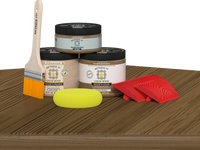 Retique It Wood'n Kit in Barn Wood finish, multi-purpose wood finish kit displayed on a table, ideal for furniture restoration.