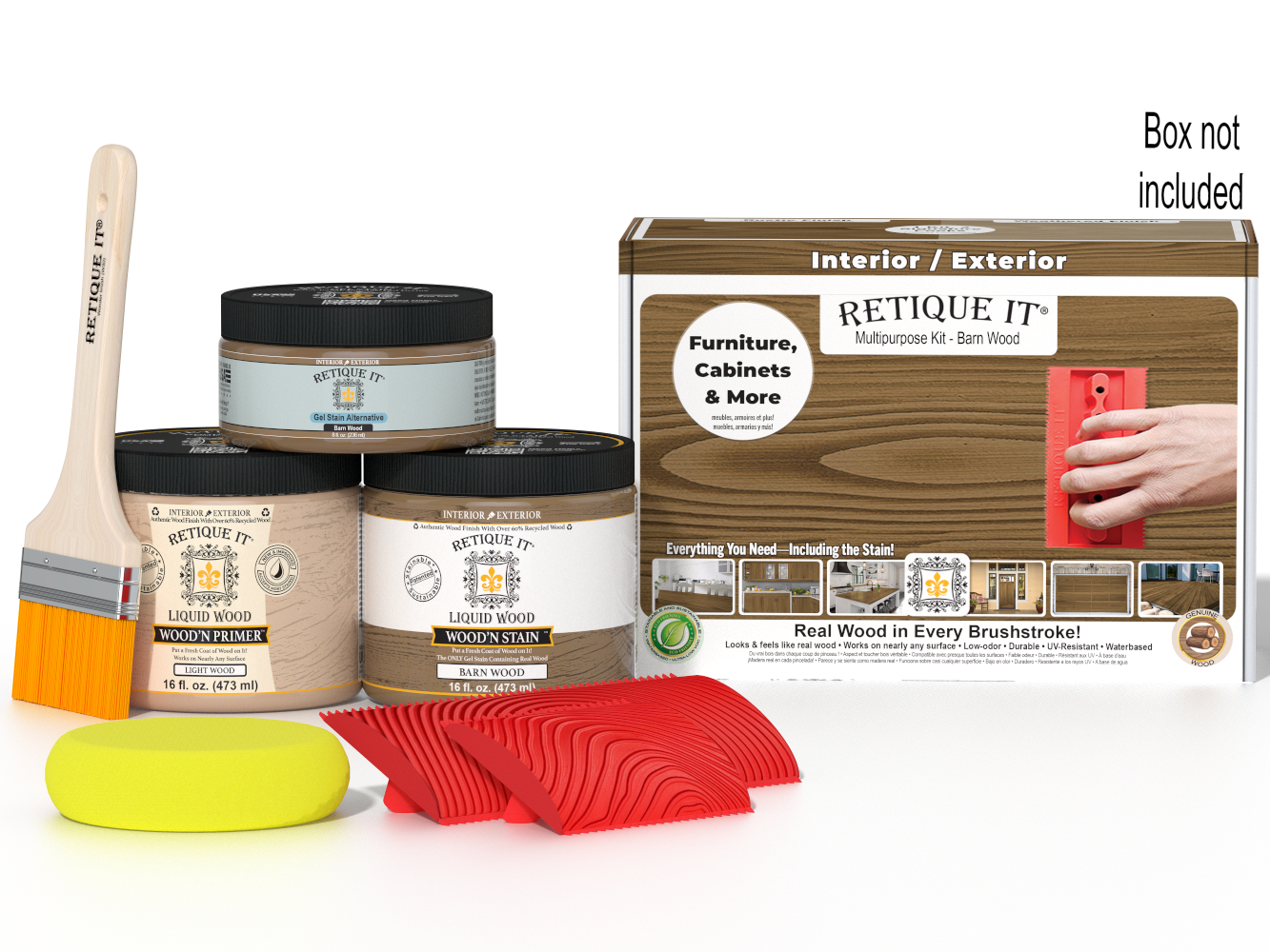 Retique It Wood'n Kit in Barn Wood finish, a multi-purpose wood finishing kit with box for easy application.
