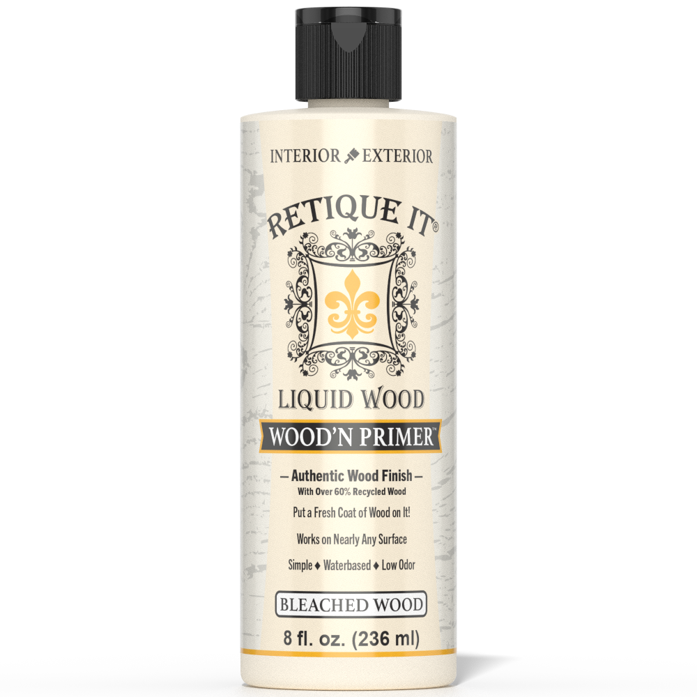 Liquid Wood Wood'n Primer by Retique It in bleached wood color, 8 fl oz, for priming surfaces with a smooth, even finish.