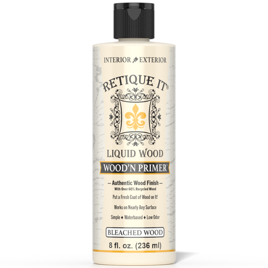 Liquid Wood Wood'n Primer by Retique It in bleached wood color, 8 fl oz, for priming surfaces with a smooth, even finish.
