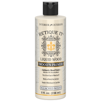 Retique It Liquid Wood Wood'n Primer in Bleached Wood, 8 Fl oz, showing the primer application on wood surface.