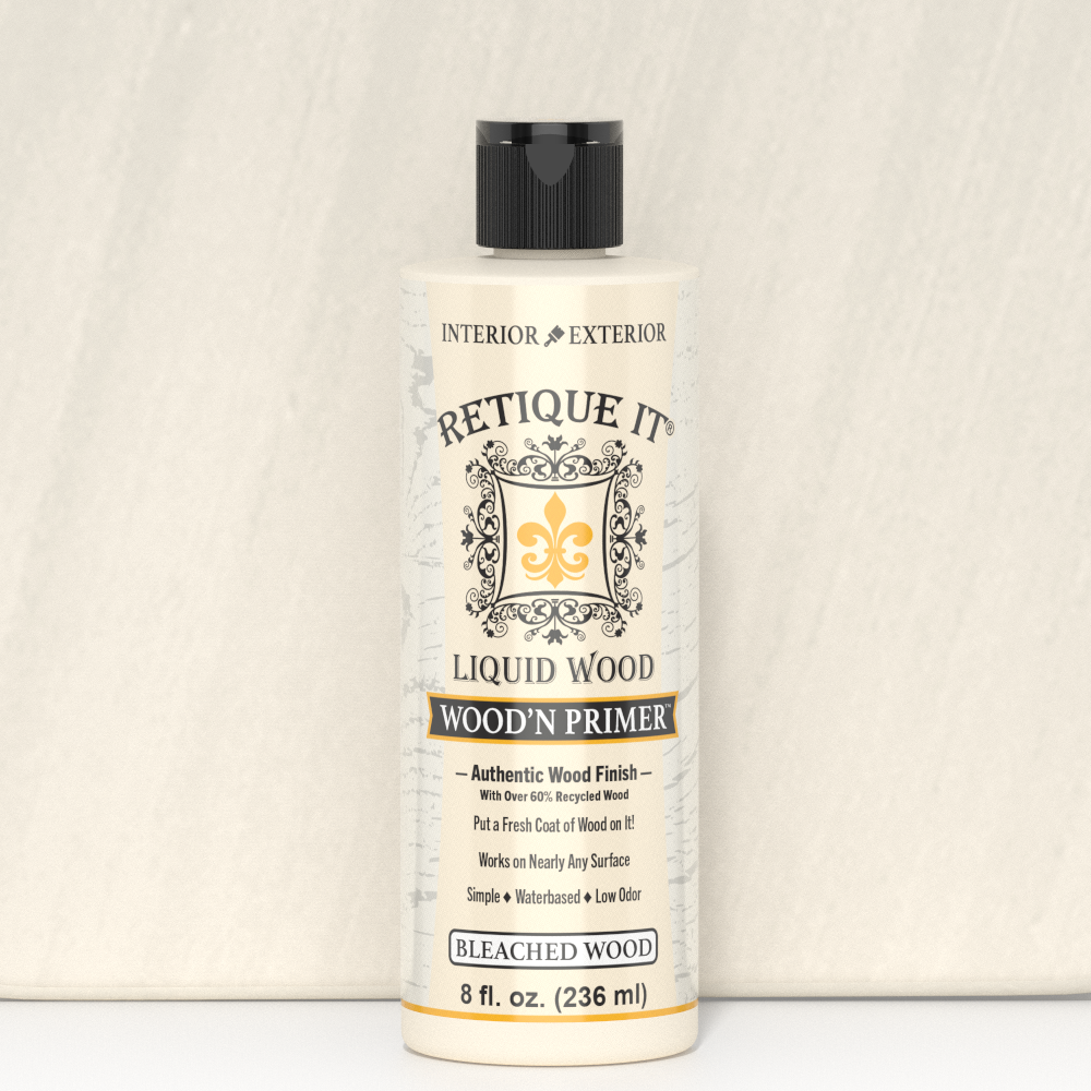 Swatch of Liquid Wood Wood'n Primer in Bleached Wood by Retique It, showing a smooth, light-colored primer for wood surfaces.