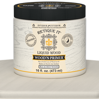 Retique It Liquid Wood Wood'n Primer in Bleached Wood, 16 fl oz, showing the primer's smooth, light-colored wood finish.
