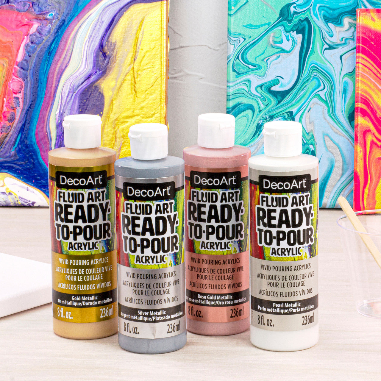 Fluid Art Ready To Pour Acrylics Metallics - DecoArt