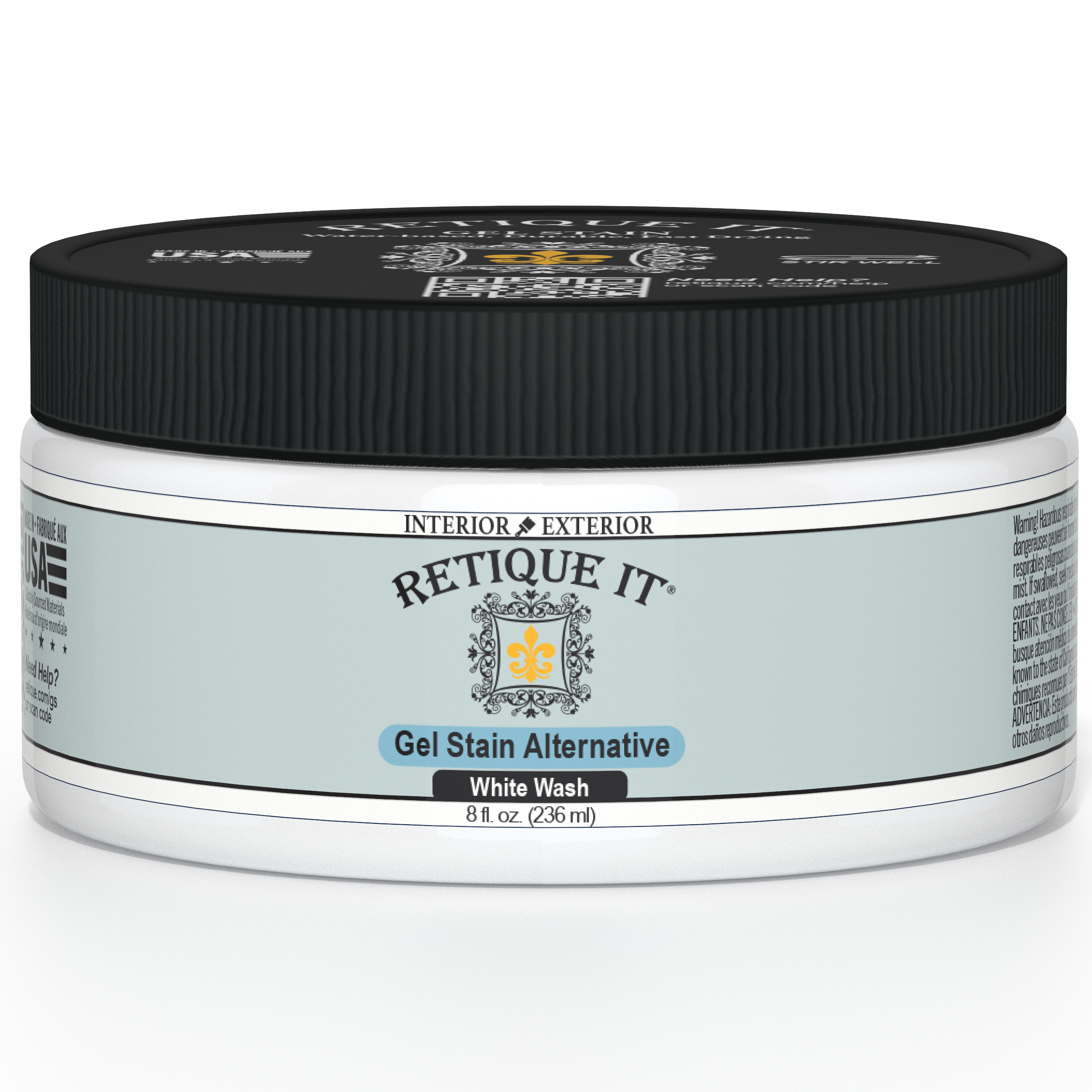 Retique It white wash gel stain applied to wood, showcasing a smooth, light-colored wood finish with a natural wash effect.