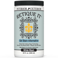 Retique It Gel Stain in White Wash showing a smooth application on wood surface for a natural, light finish.