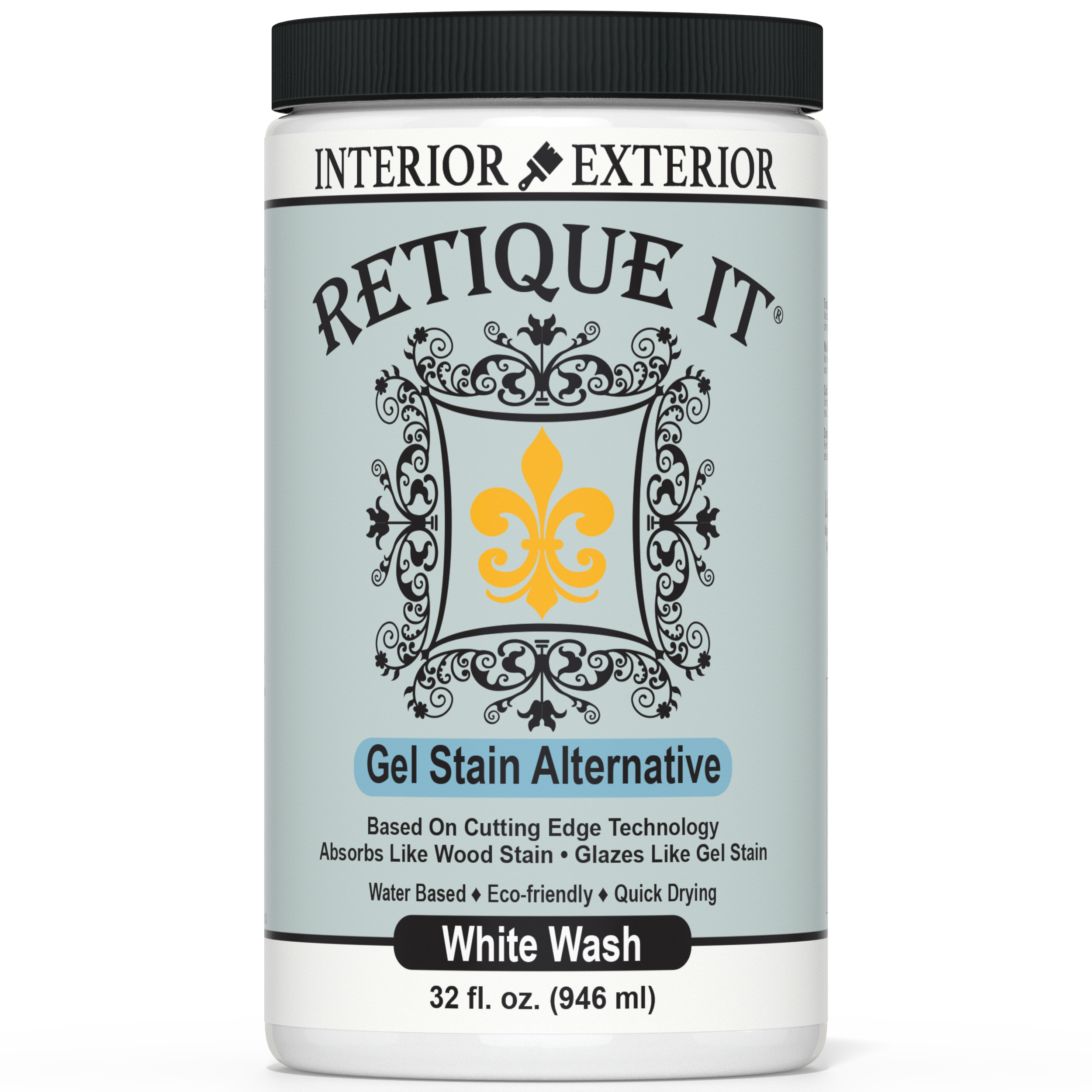 Retique It Gel Stain in White Wash showing a smooth application on wood surface for a natural, light finish.