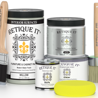 Retique It furniture and cabinet paint in Willow color, quart size, showing a smooth painted surface on furniture.